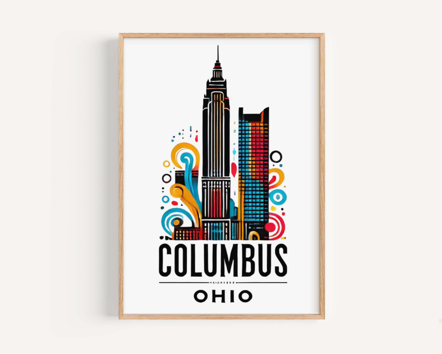 Ohio Art Columbus Wall Decor, Travel Print, Ohio Home Decoration, Housewarming & College Gift, Columbus Ohio Artwork