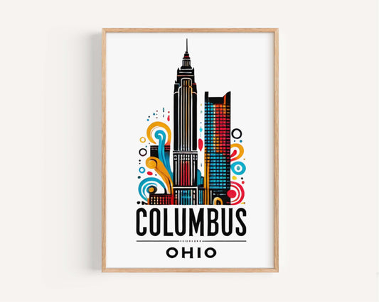 Ohio Art Columbus Wall Decor, Travel Print, Ohio Home Decoration, Housewarming & College Gift, Columbus Ohio Artwork