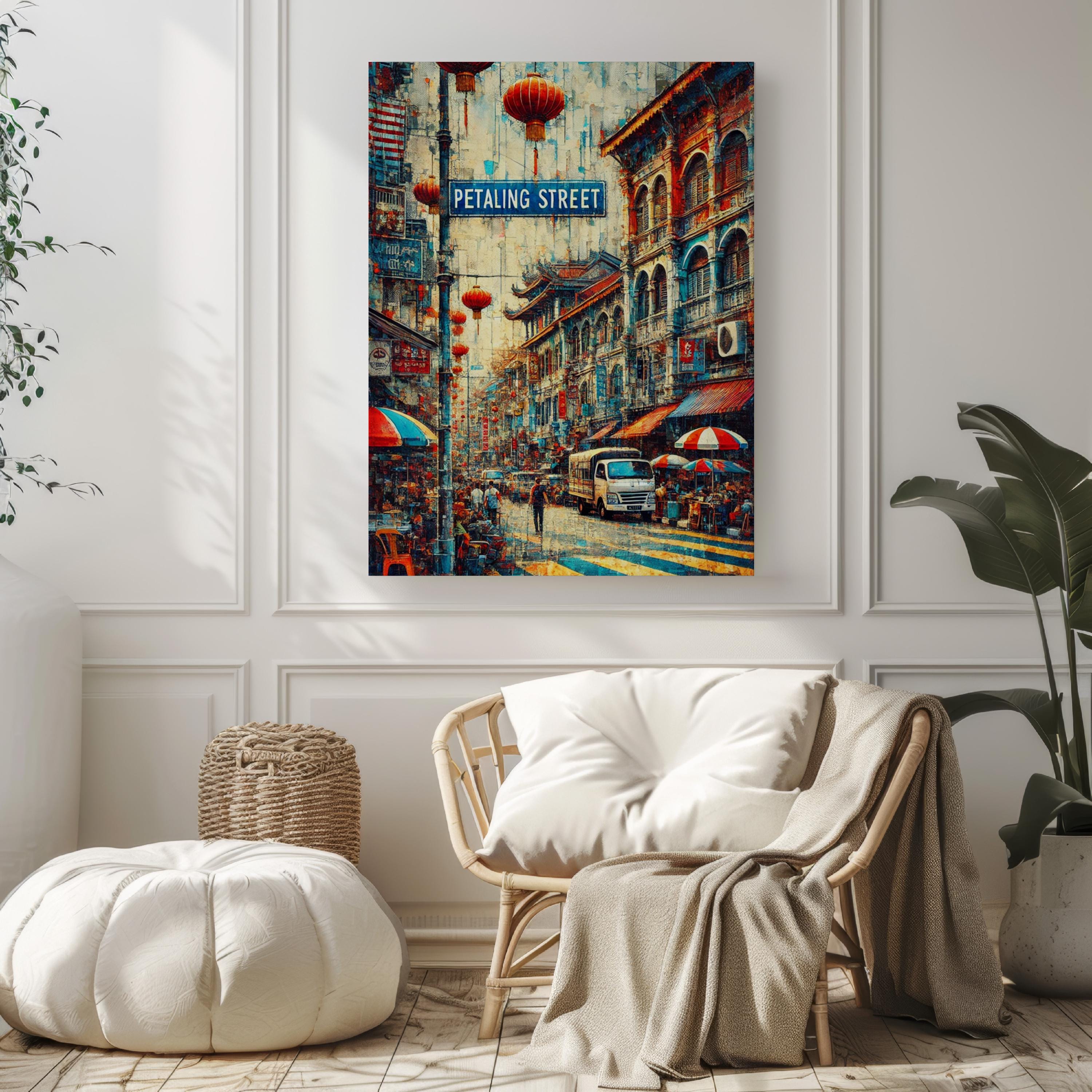 Petaling Street Wall Art Print, Kuala Lumpur Travel Poster, Malaysia Gift & Housewarming Decor, Petaling St Illustration