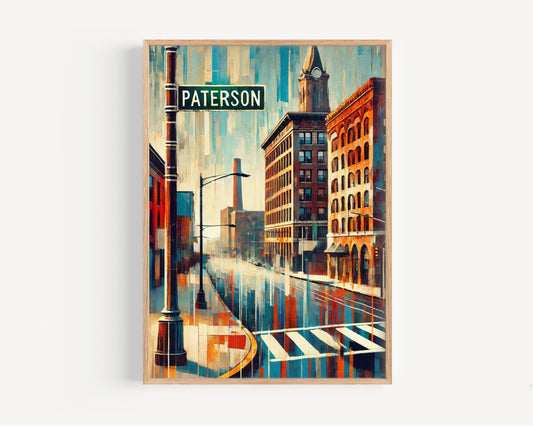 New Jersey Paterson Wall Art Print - Travel Poster, American Art Souvenir, Housewarming & New Jersey Gift