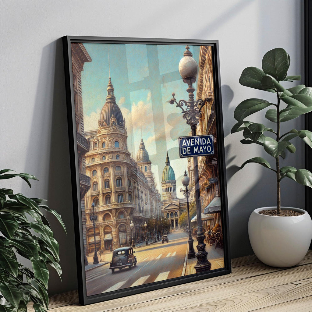 Avenida de Mayo Street Sign Print: Buenos Aires Historic Travel Poster