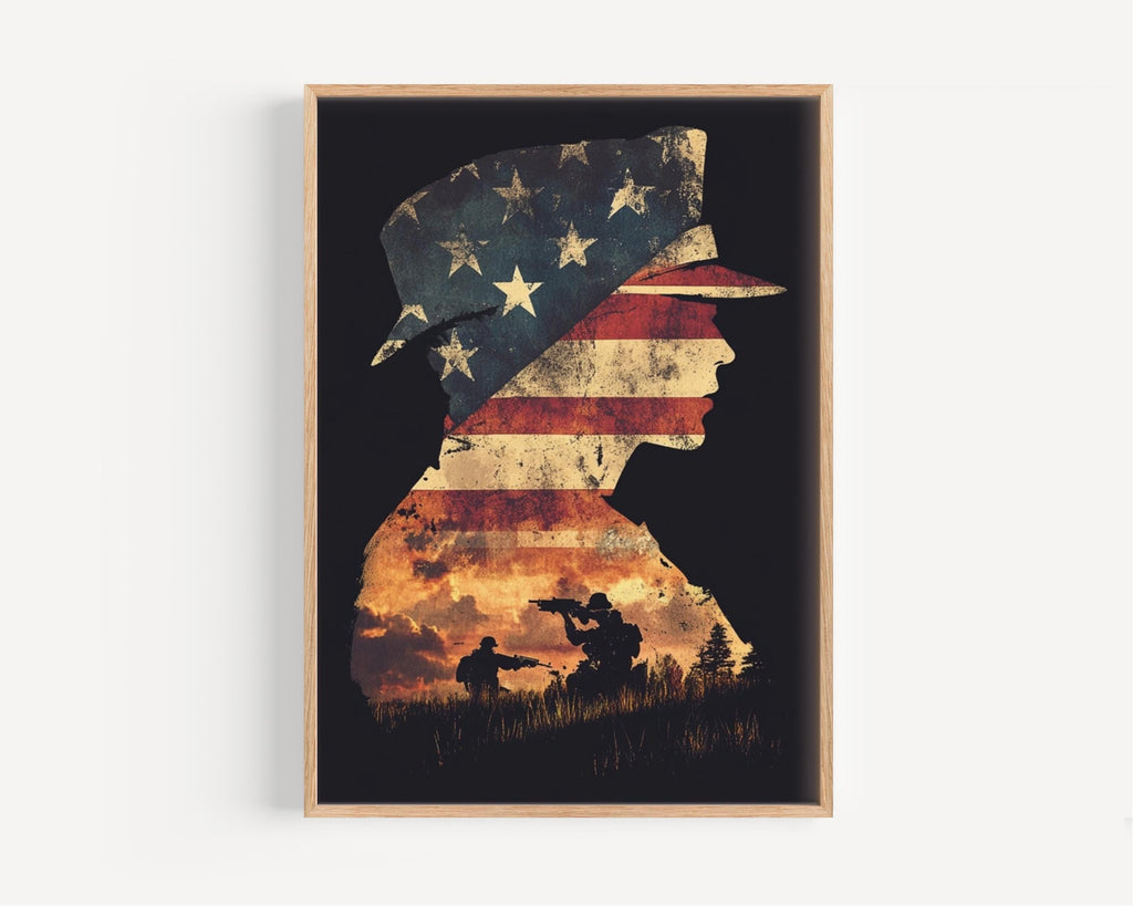 American Silhouette Wall Art Modern - USA
