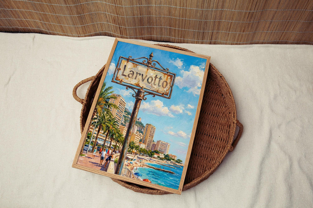 Larvotto Wall Art Print: Monaco Beachfront Travel Poster