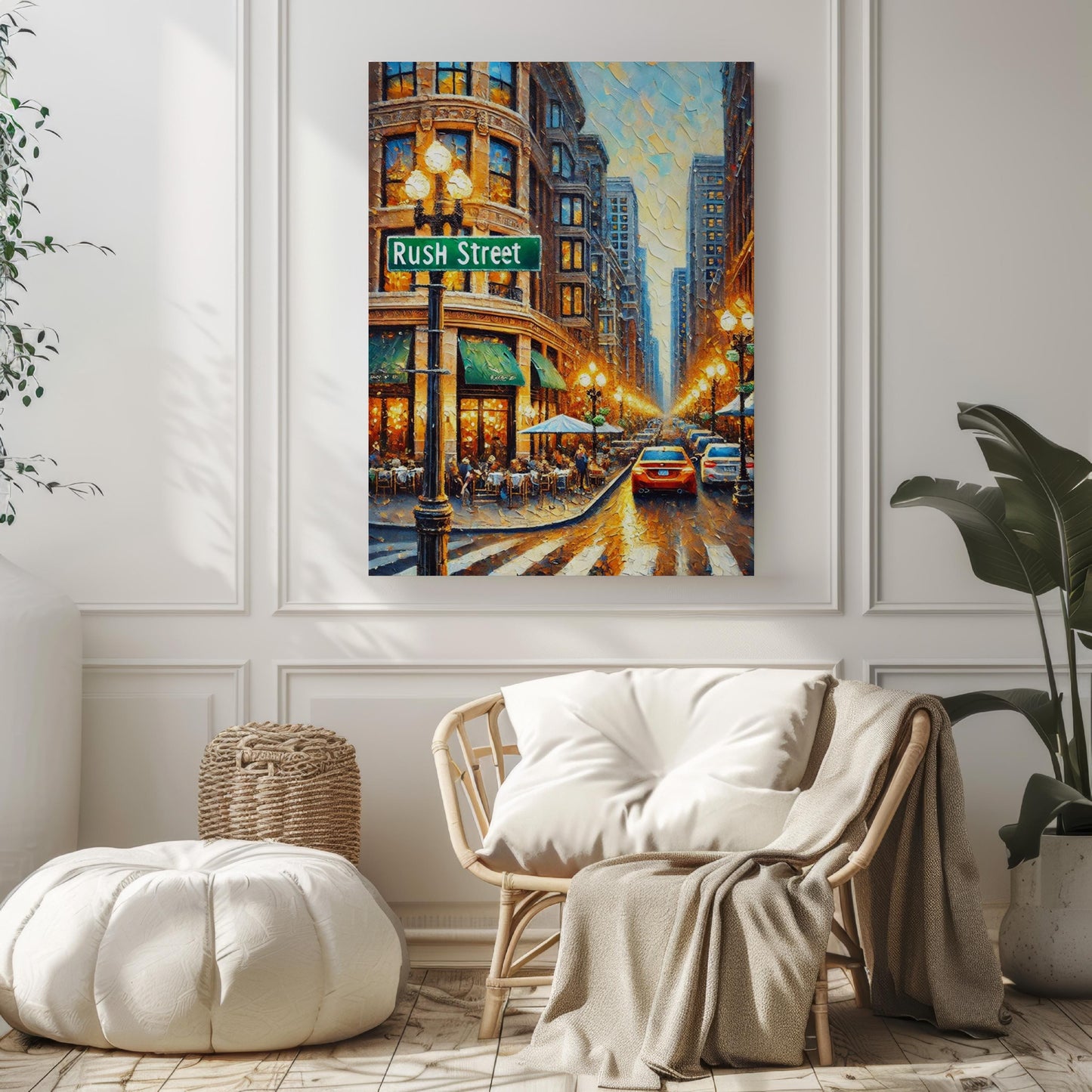 Rush Street Chicago Art Print: Illinois Travel Poster