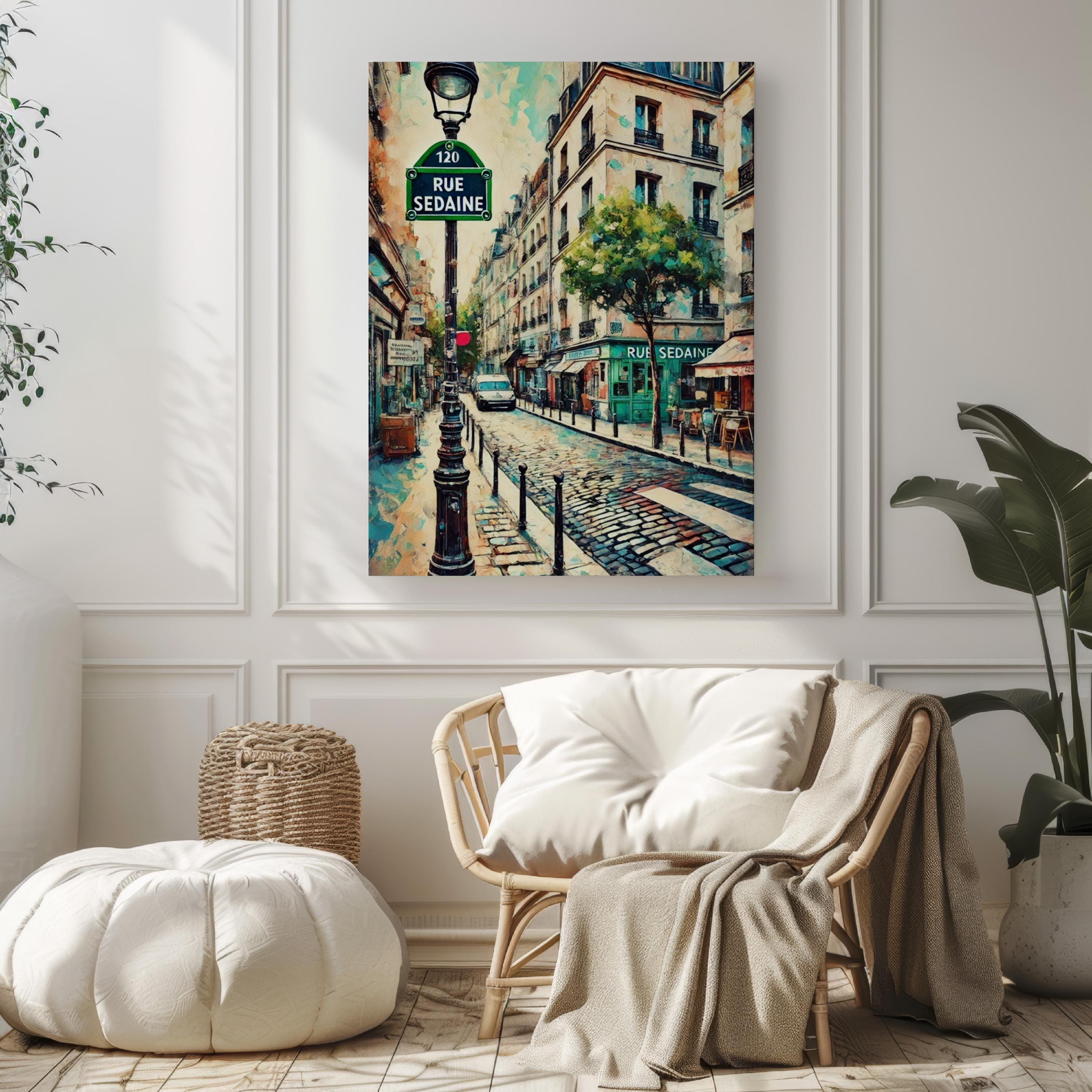 Paris Rue Sedaine Wall Art Print - French Travel Poster, Paris Gift, Housewarming Decor, Vintage Style French Art Poster