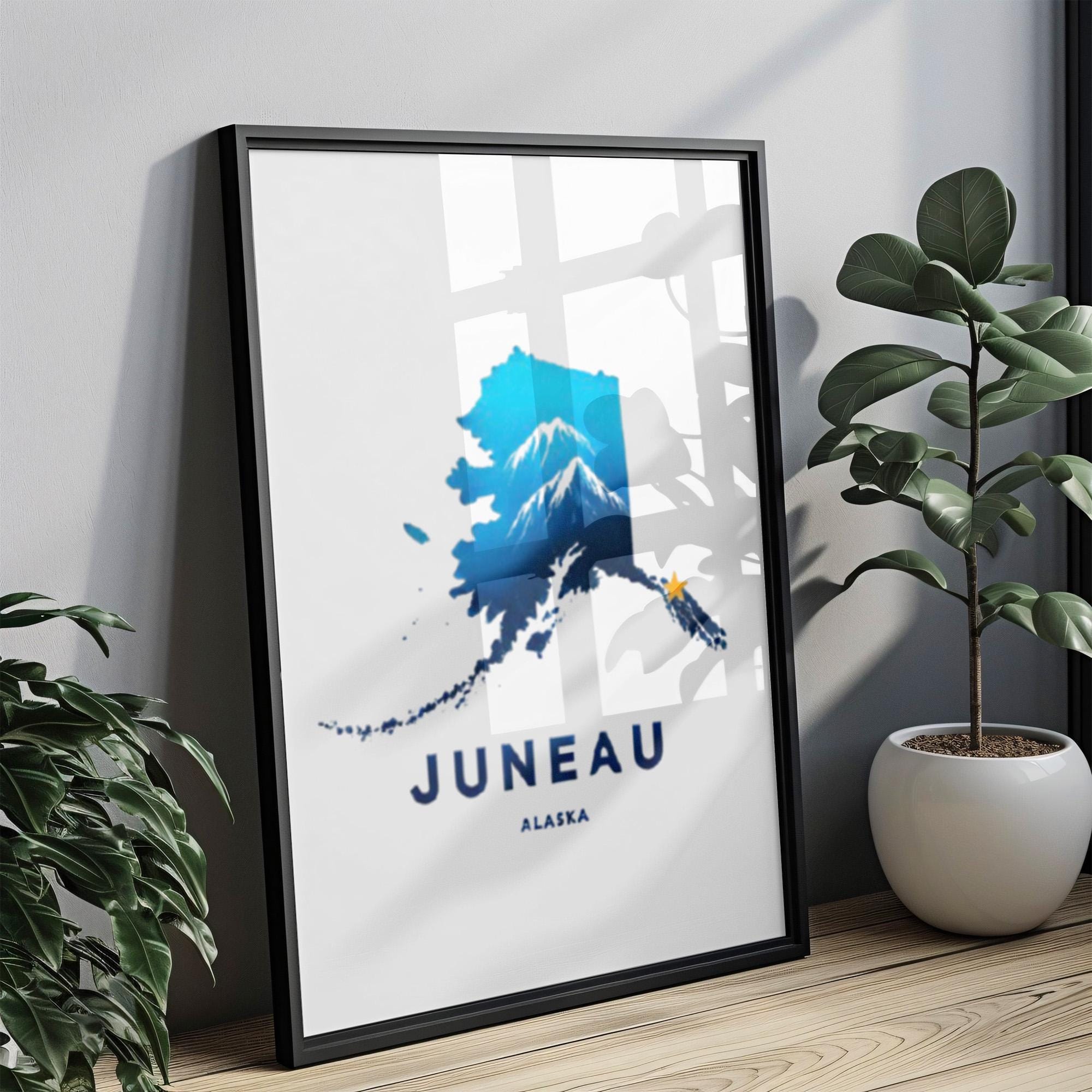 Juneau Wall Art Print - Alaska Travel Decor, Housewarming & College Gift, Rustic Home Decor, Juneau Alaska Gift Idea