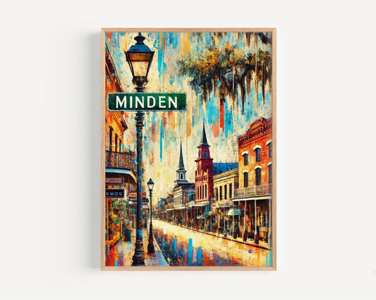 Minden Wall Art Print – Louisiana Travel Poster, American Decor, Housewarming Gift, Unique Minden Louisiana Printable Map