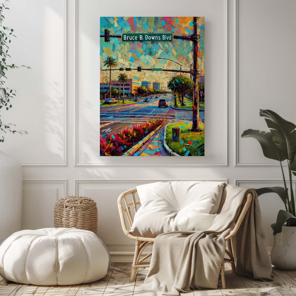 Bruce B. Downs Boulevard Wall Art Map - Tampa, Florida, USA