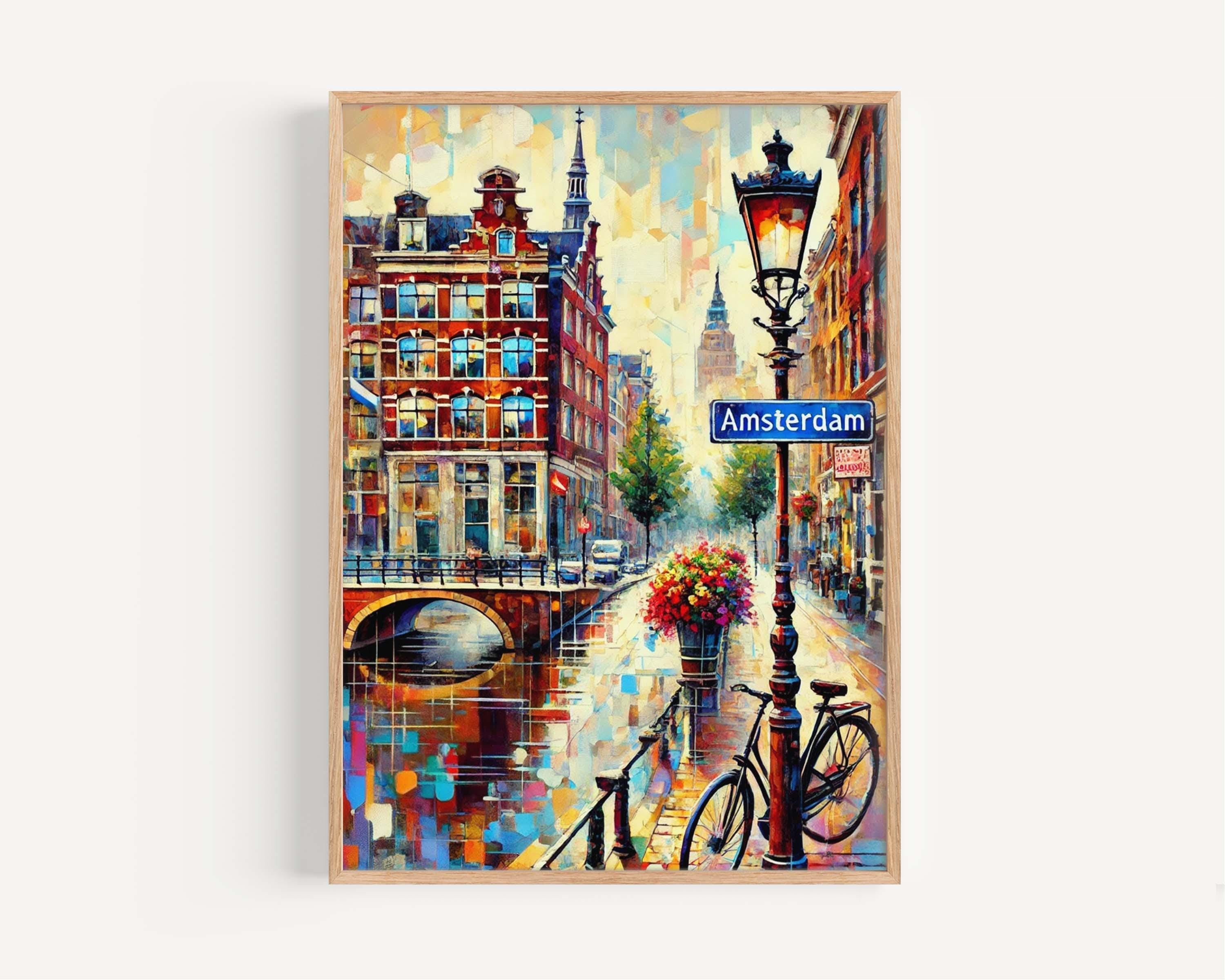 Amsterdam Art Print: Travel Poster Wall Art, Europe Artwork, Housewarming Gift, Amsterdam & England Decor, Wales Travel Illustration
