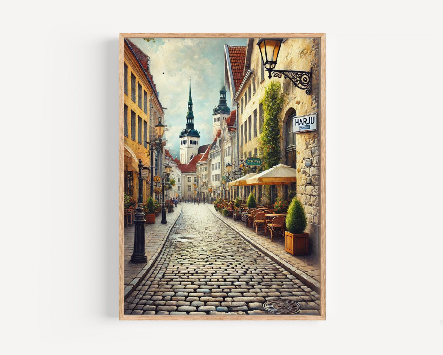 Harju Street Art Print: Tallinn Estonia Travel Poster