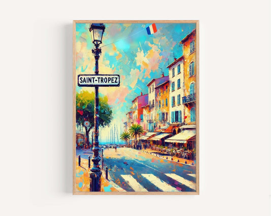 Saint-Tropez Art Print - French Wall Decor, Travel Poster, Housewarming Gift, Saint-Tropez Artwork France Travel Print