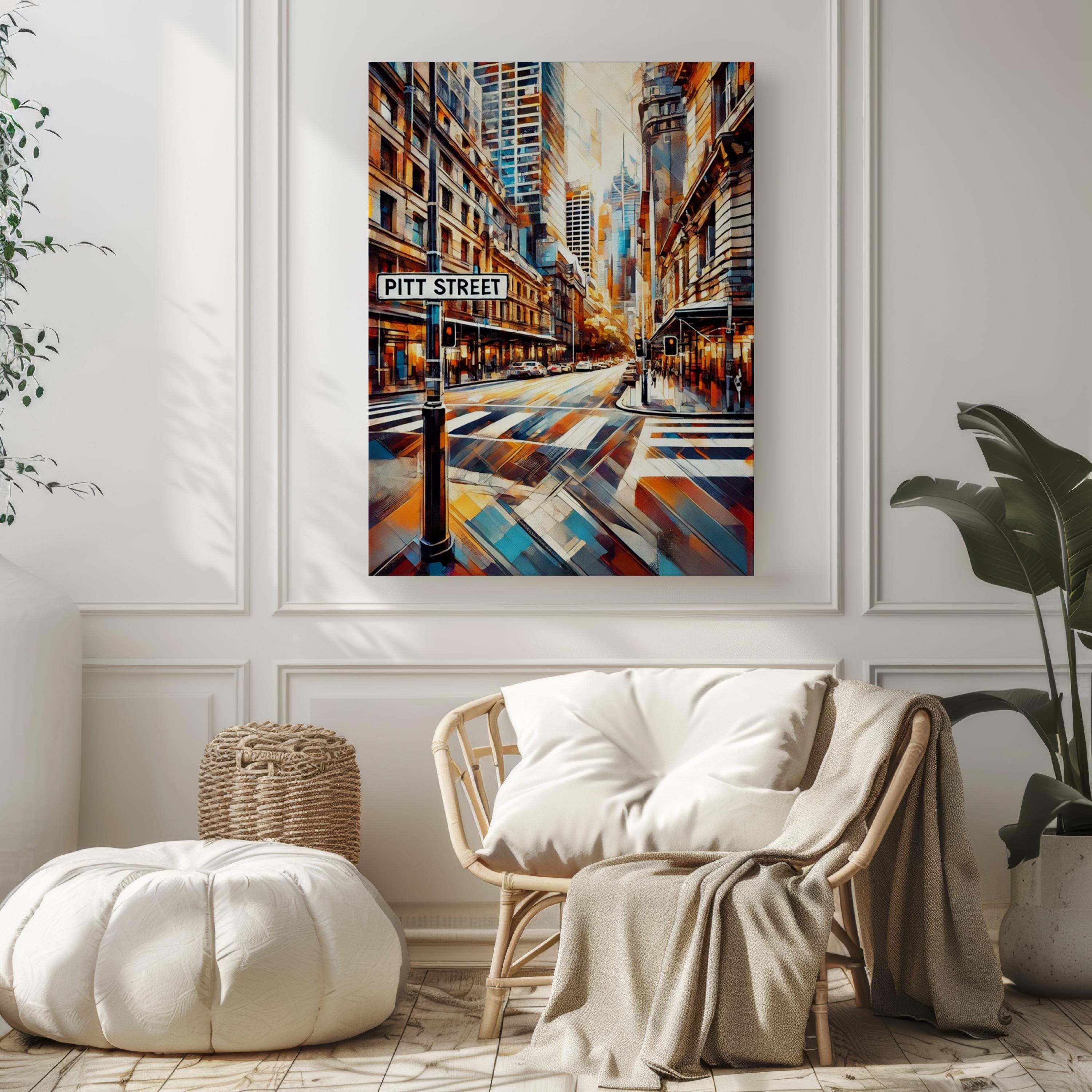 Pitt Street Wall Art Sydney Print Travel Poster Australia Gift Housewarming Decor Modern Cityscape Illustration