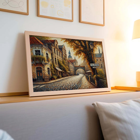 Valmiera Latvia Art Print: Baltic Folk Art Travel Souvenir