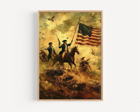Abstract American War USA Wall Art – Patriotic United States Independence Poster for Home Decor