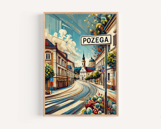 Požega Art Print - Croatian City Travel Poster, European Wall Art, Housewarming Gift, Požega Decor, Croatia Travel Print