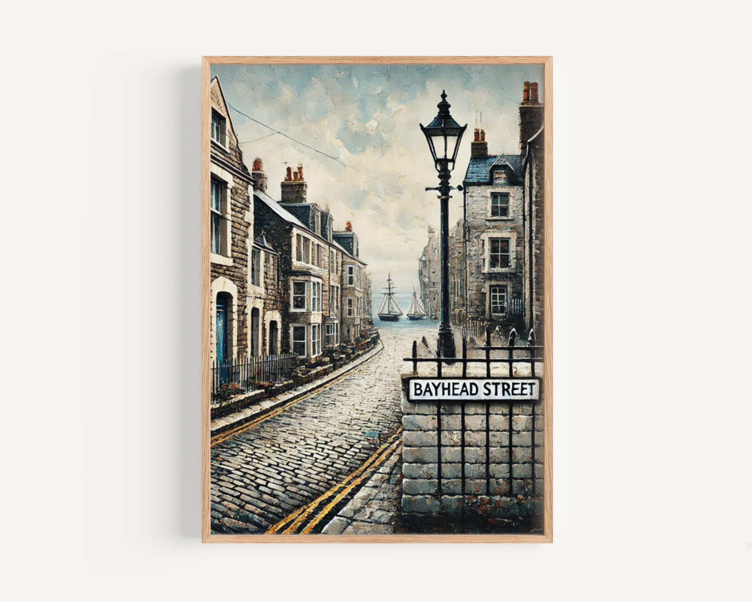 Bayhead Street Cubism Art Print: Stornoway Scotland Coastal Travel Poster