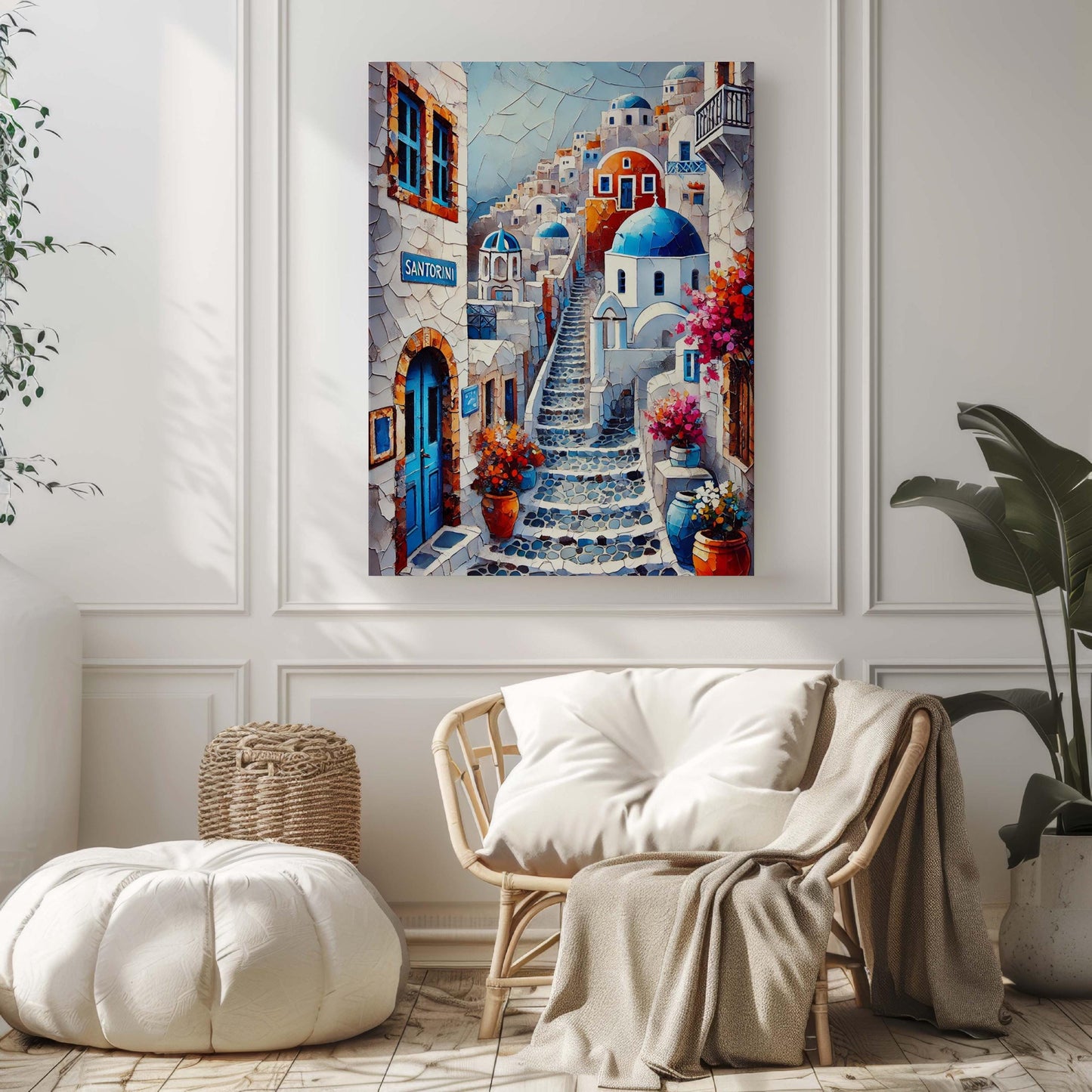 Santorini Art Wall Print - Greek Travel Poster, Santorini Artwork, Housewarming Gift, Greece Decor, European Coastal Wall Art
