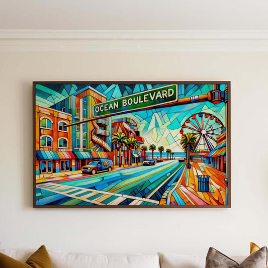 Ocean Blvd Print Myrtle Beach Wall Art, South Carolina Travel Poster, Ocean Boulevard Decor, SC Gift & Housewarming Idea