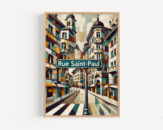 Paris Rue Saint-Paul Wall Art Print, Travel Poster, France Home Decor, Paris Gift, Housewarming Artwork, Vintage Style Travel Print