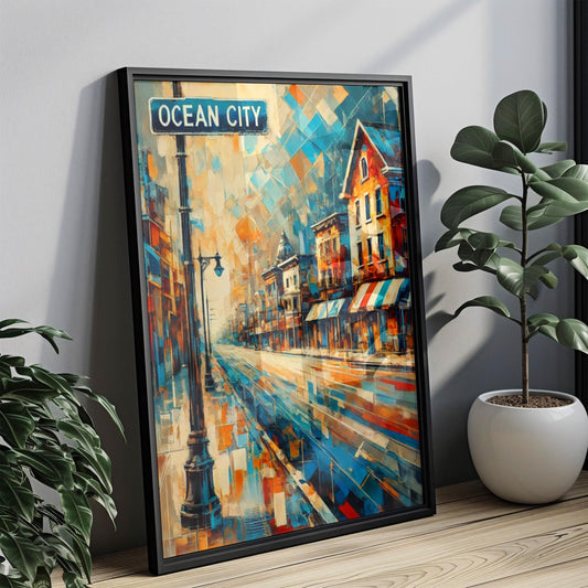 New Jersey Ocean City Wall Art Print - Travel Poster, Beach Decor, Housewarming Gift, American Coastal Art, NJ Travel Print