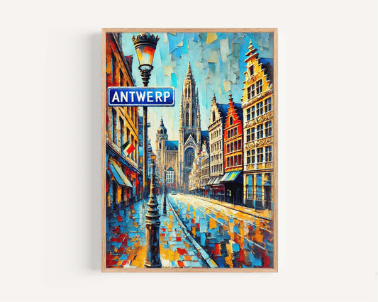 Antwerp Art Print – Belgium City Wall Art, Travel Poster, European Home Decor, Housewarming Gift, Antwerp Travel Map Illustration