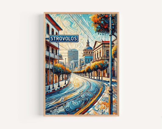 Strovolos Art Print Cyprus Travel Poster, Strovolos Wall Art, Europe City Map Illustration, Housewarming Gift, Travel Home Decor