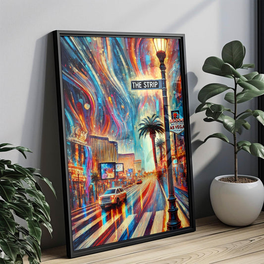 Las Vegas Strip Wall Art Print, Travel Poster, Nevada Art, Housewarming Gift, LA & Vegas Travel Decor, Modern Cityscape Illustration