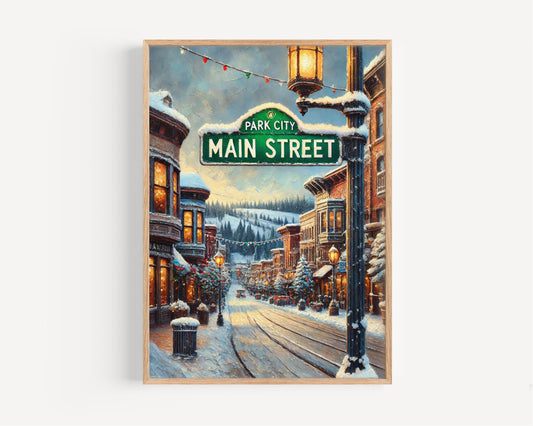 Main Street Wall Art Park City Print Utah Travel Poster Personalized City Gift Souvenir State Art Home Decor