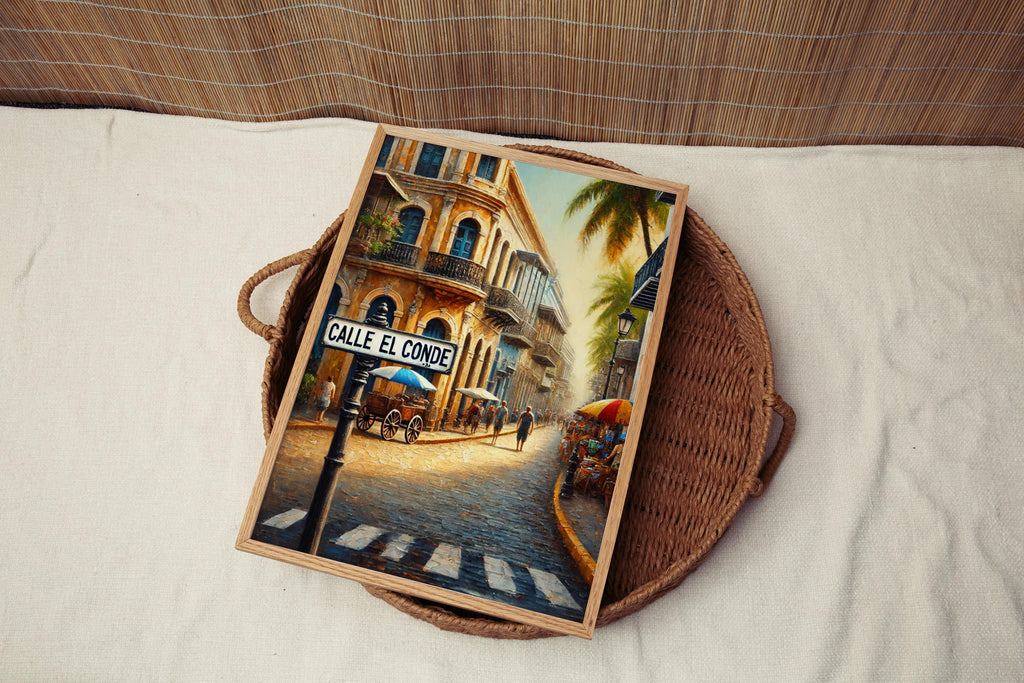 Calle El Conde Street Sign Print: Santo Domingo Colonial Zone Travel Poster