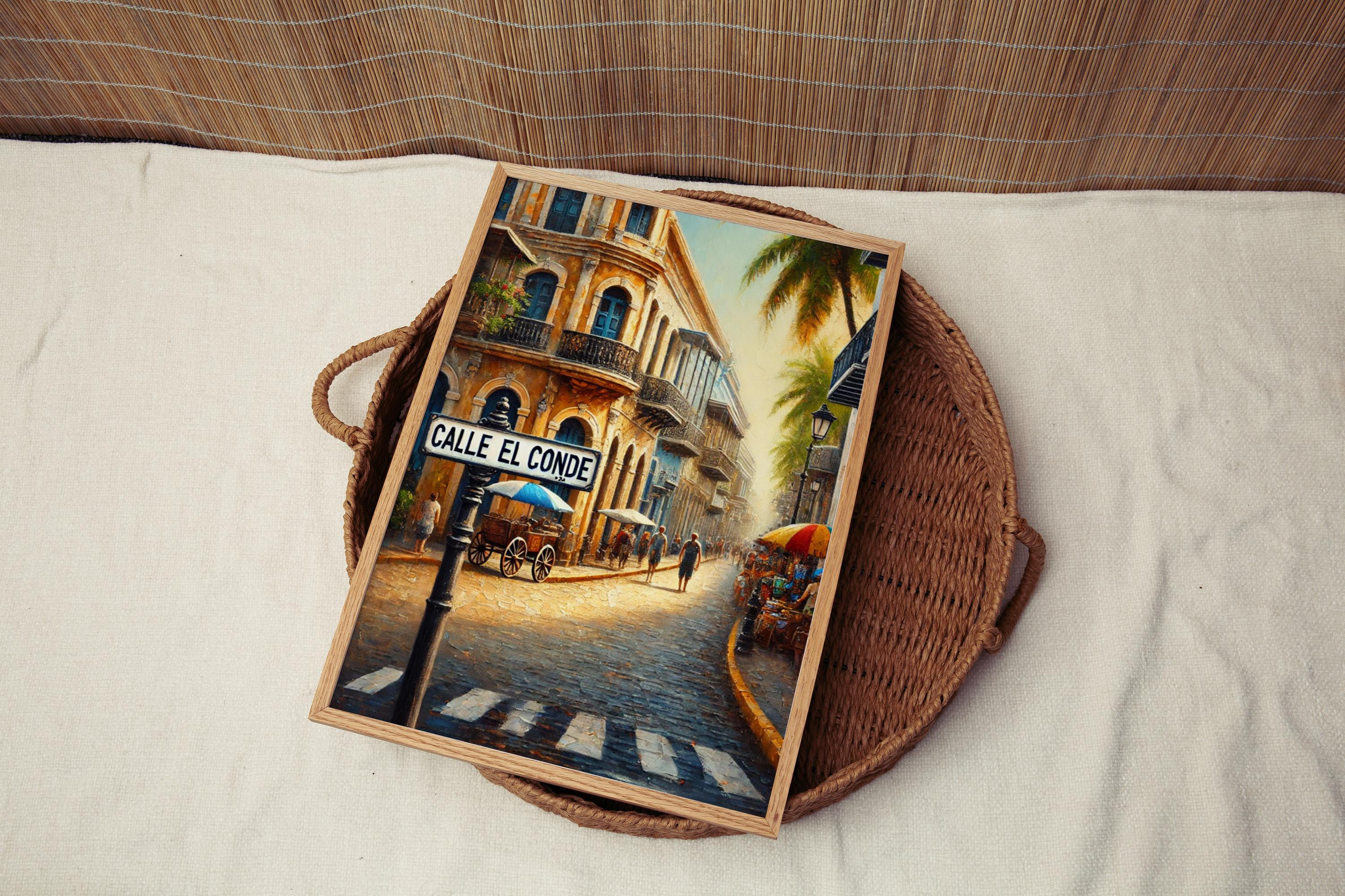 Calle El Conde Street Sign Print: Santo Domingo Colonial Zone Travel Poster