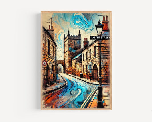 Wall Art Castle St Print Canterbury England Travel Poster, Castle Street Artwork, Housewarming Gift, UK Gift, Cityscape Wall Decor
