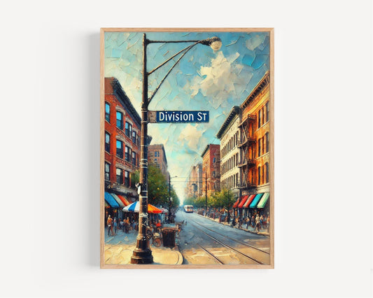 Division Street Wall Art Chicago Print Illinois City Travel Poster Personalized Gift Souvenir State Art Decor