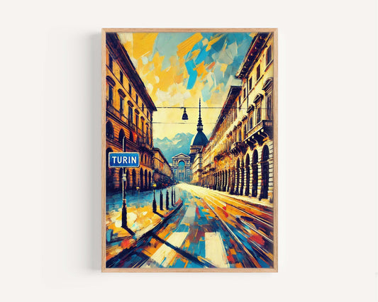 Turin Art: Italian Travel Wall Art Print, European Cityscape Poster, Housewarming & Italy Gift, Modern Turin Artwork for Home Decor