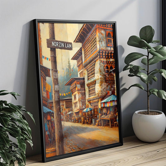 Norzin Lam Wall Art | Thimphu Bhutan Print | Himalayan Culture Travel Poster | Bhutan Souvenir | Personalized Gift | Fine Art Paper