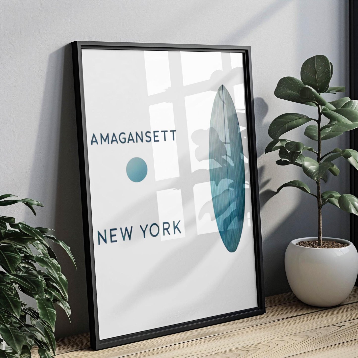 New York Amagansett Wall Art Print - Travel & College Home Decor, NY Gift, Housewarming Poster, Coastal Style Interior Accent