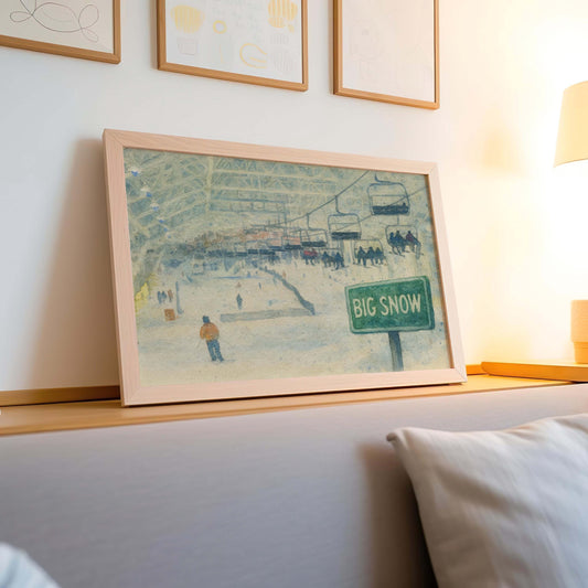 Big Snow Ski Michigan Snowboard Art Winter Poster Mountain Wall Decor Ski Resort Map Ski Trip Gift Alpine Print Snow Adventure