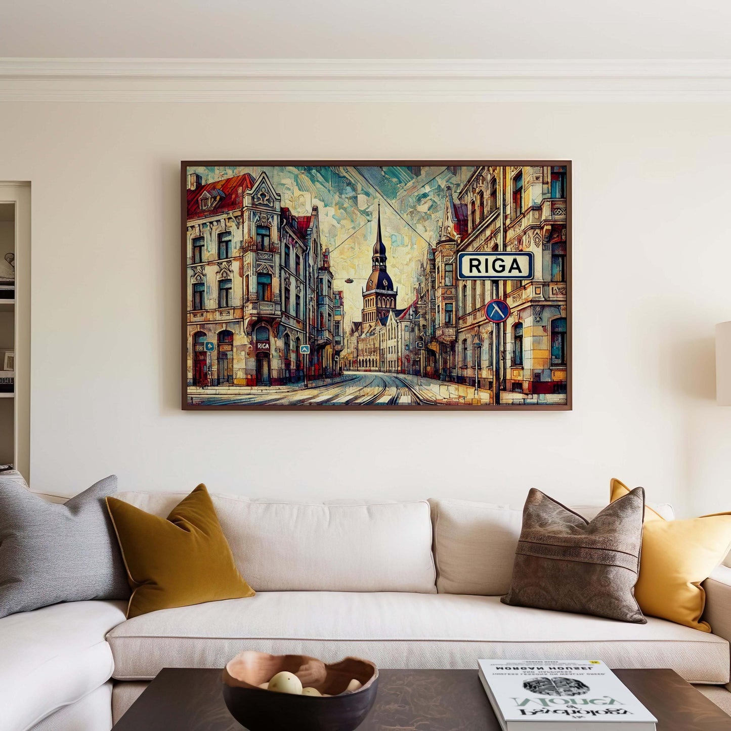 Handmade Riga Latvia Cityscape Wall Art - Baltic Decor