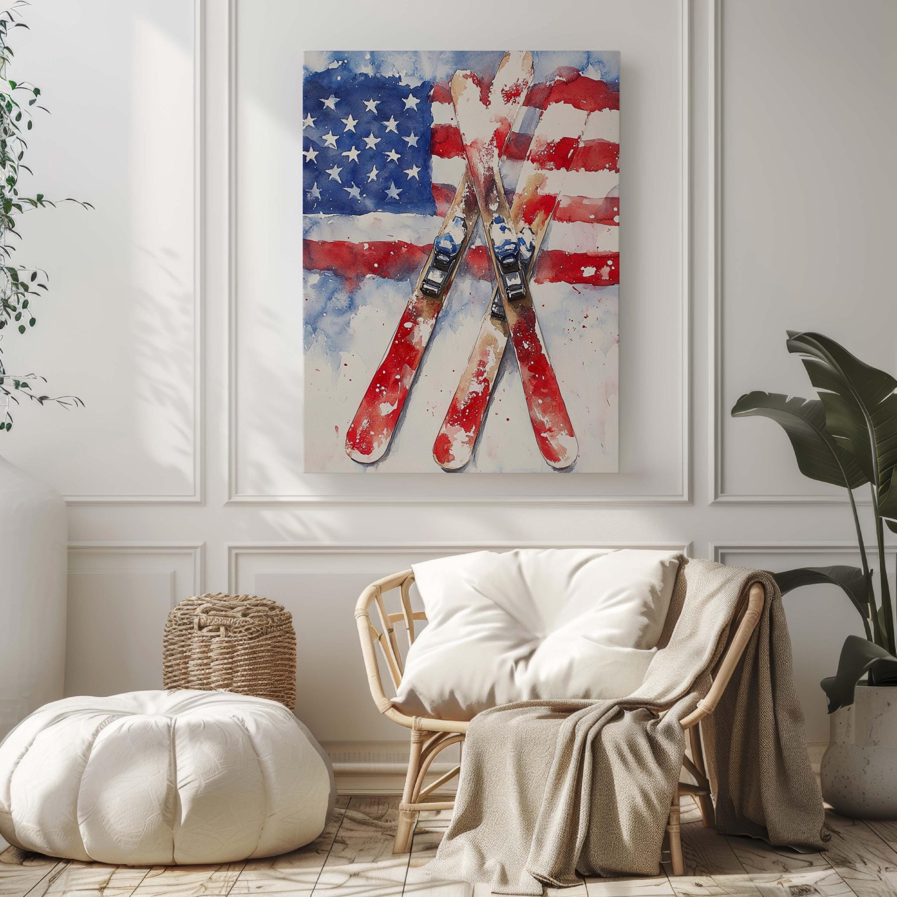 Skiing Poster Patriotic - United States
