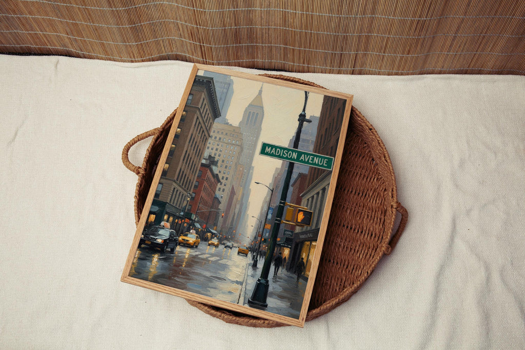 Madison Avenue Oil Painting Art Print: Manhattan NYC Luxury Travel Poster