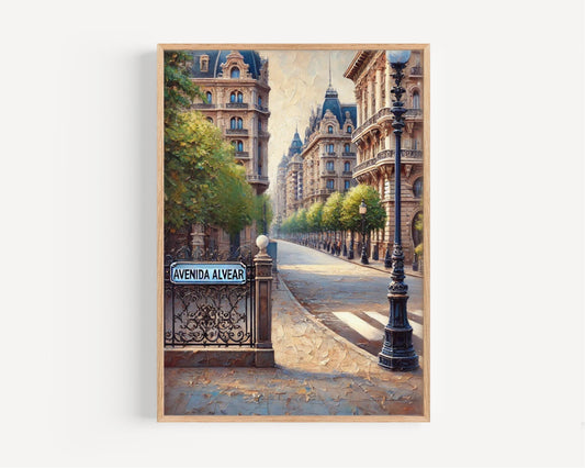 Print of Avenida Alvear Buenos Aires Wall Art, Travel Poster, Argentina Gift, Elegant City Decor, South America Travel Print