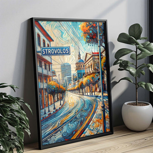 Strovolos Art Print Cyprus Travel Poster, Strovolos Wall Art, Europe City Map Illustration, Housewarming Gift, Travel Home Decor