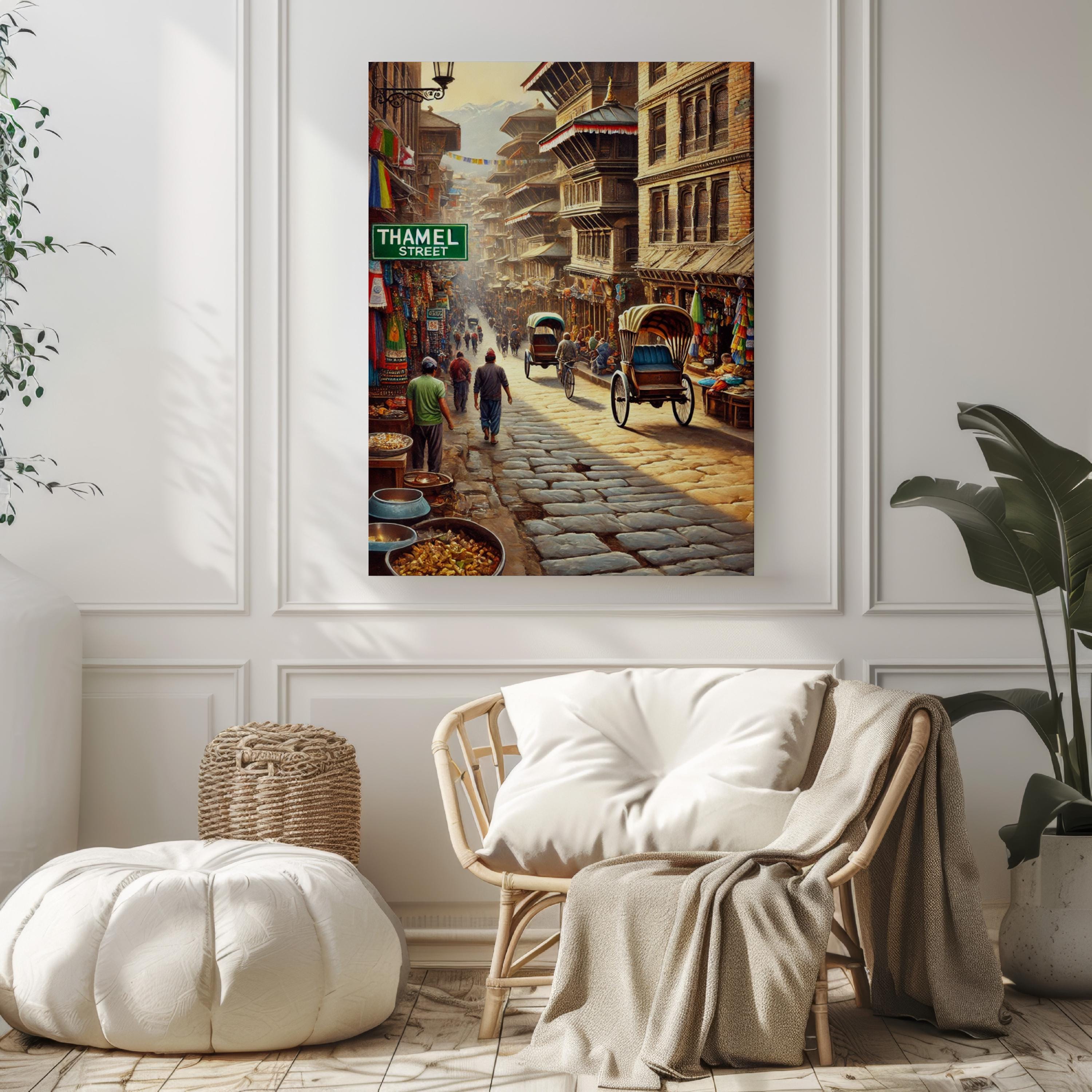 Thamel Street Print - Kathmandu, Nepal