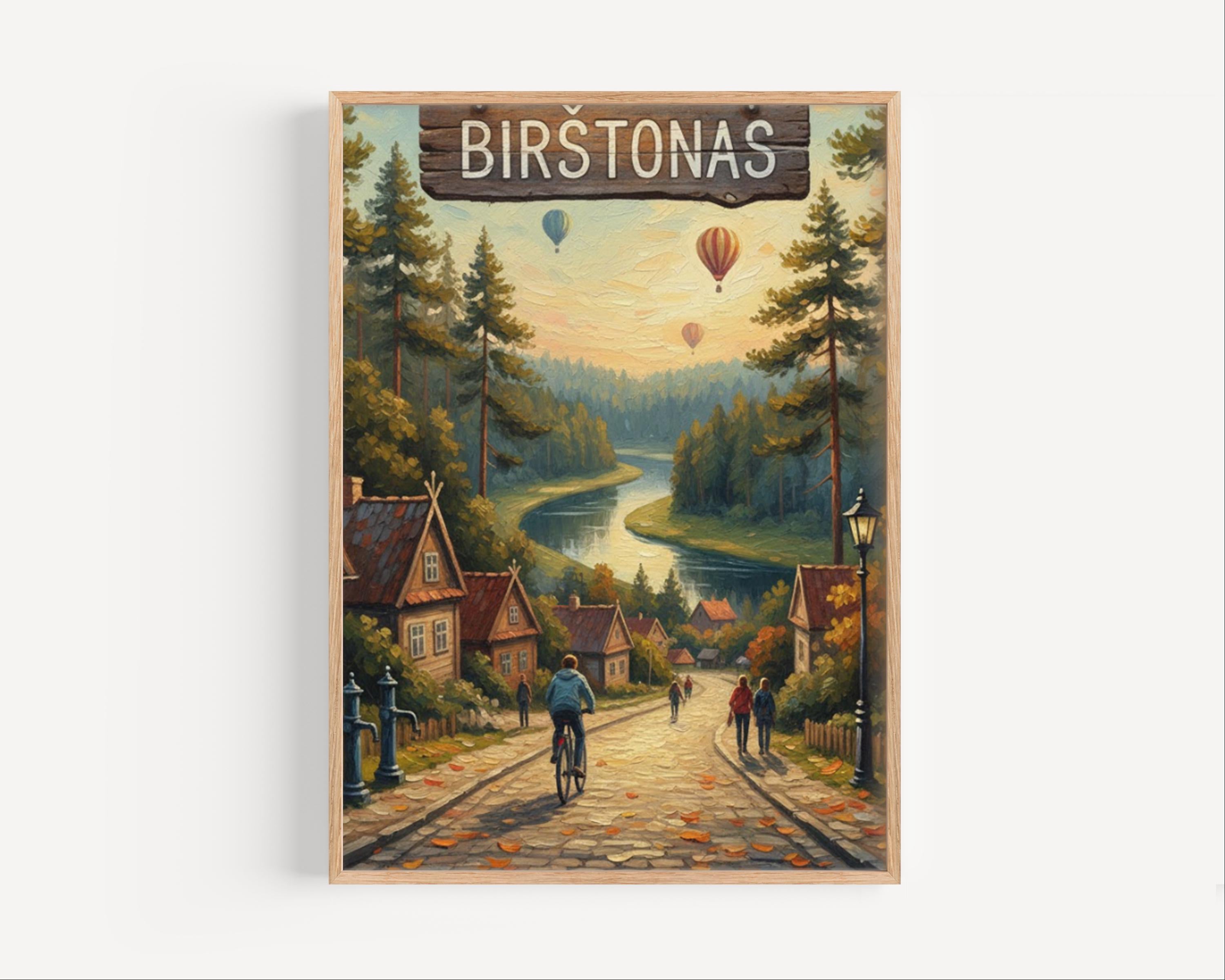 Birštonas Street Sign Art Print: Lithuania Spa Town Travel Poster Decor