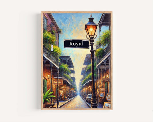 New Orleans Art Royal Street Wall Print – Louisiana Travel Poster, New Orleans Gift, Housewarming Decor, Unique Cityscape Artwork