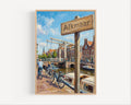 Alkmaar Oil Painting Art Print: Netherlands Canal Street Sign Travel Poster