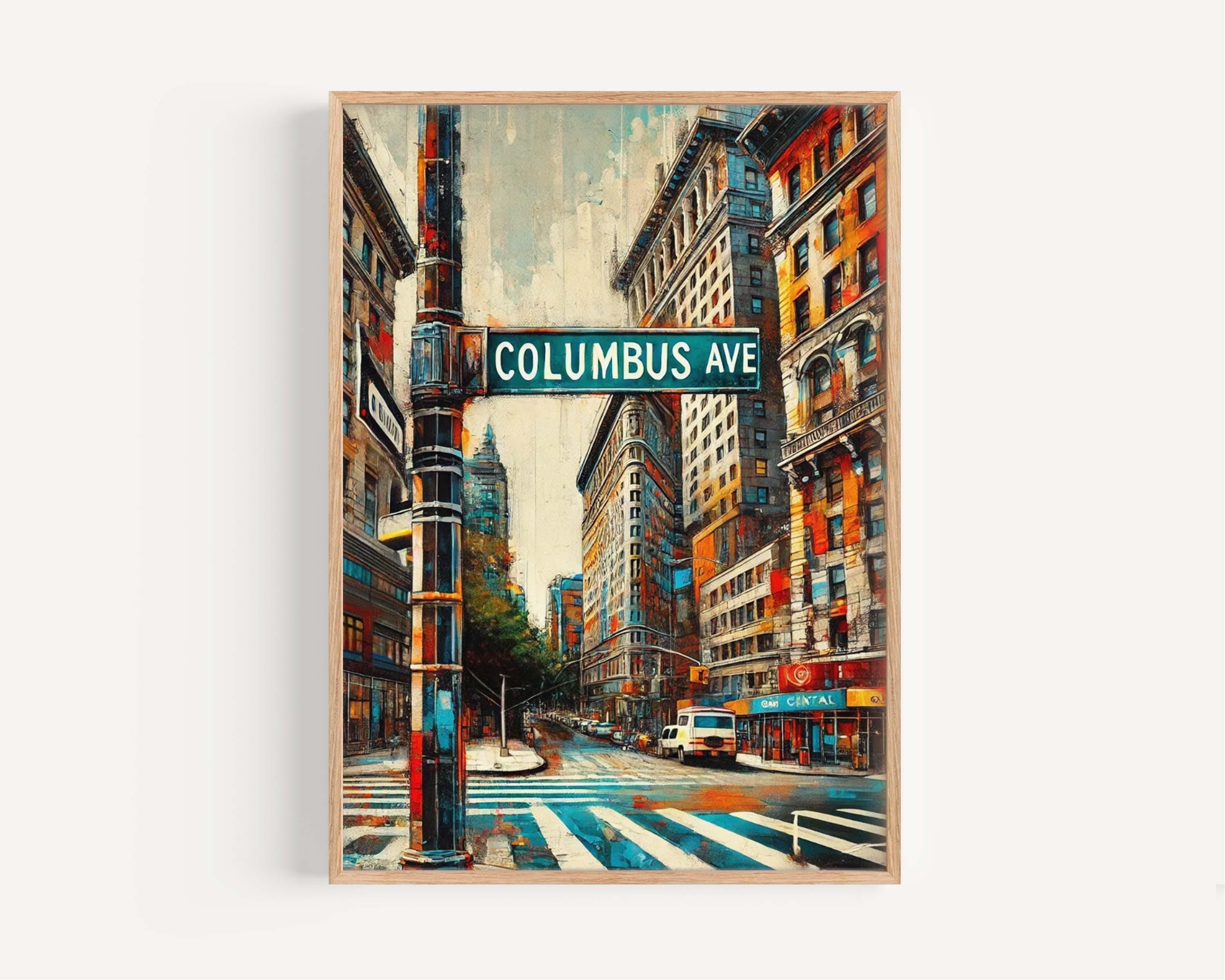 Columbus Avenue Wall Art Print – Manhattan NYC Travel Poster, New York City Gift, Housewarming Decor, Urban Street Map Artwork