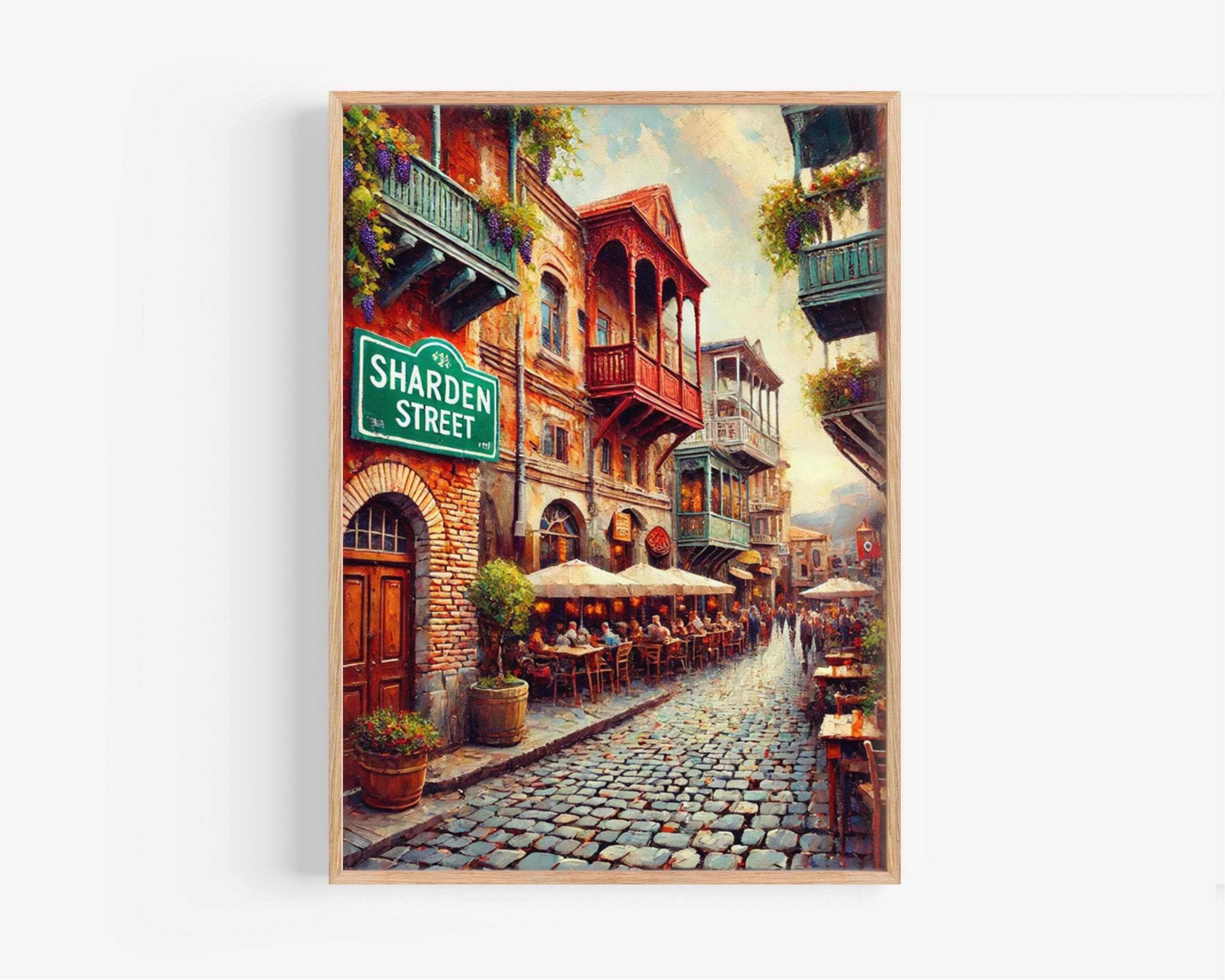 Sharden Street Wall Art, Tbilisi Print, Georgia Cityscape, Travel Souvenir, Cobblestone Alley Decor, Personalized Gift, Travel Poster