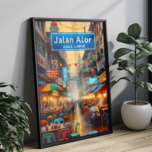 Kuala Lumpur Print, Jalan Alor Wall Art, Malaysian Street Scene, Night Market Decor, Travel Souvenir, Cityscape Poster, Home Decor, Gift