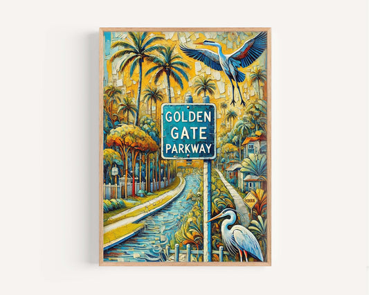 Golden Gate Parkway Wall Art - Naples Florida Travel Print, FL Poster, Housewarming Gift, Coastal Home Decor