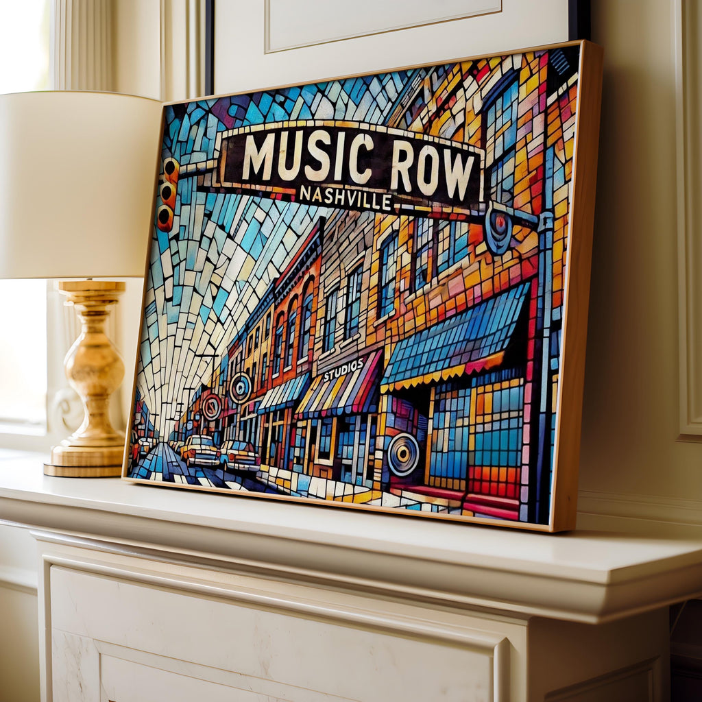 Music Row Wall Art Cubist - Nashville, Tennessee, USA